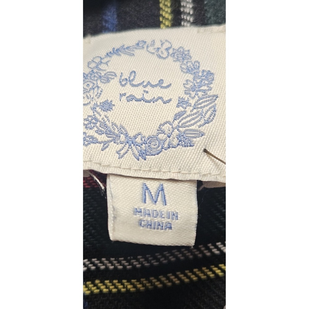 NWT FRANCESCA'S blue rain woman's M shirt dress plaid Christmas ruffles - Picture 7 of 8